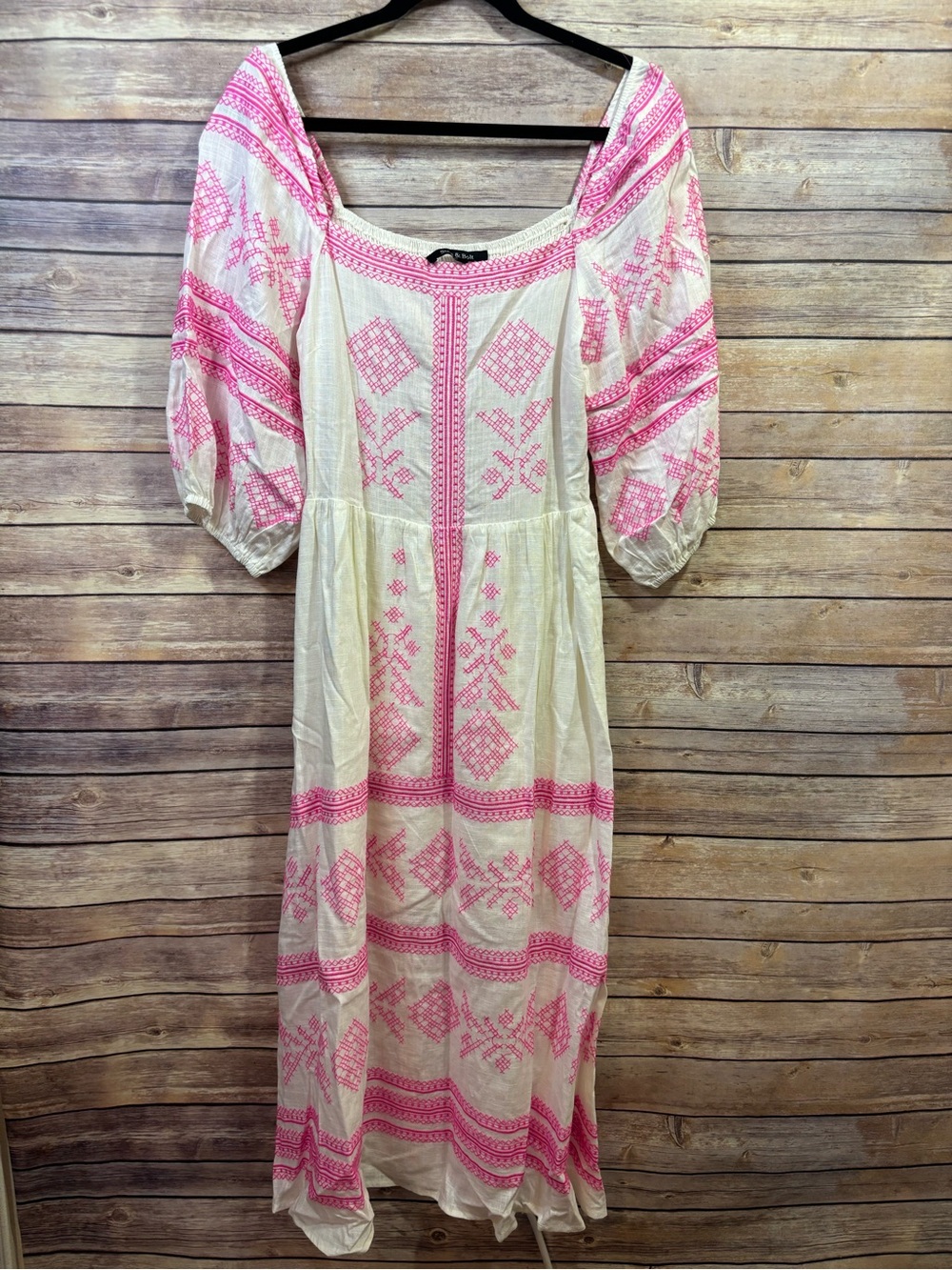 VICI Strut & Bolt Embroidered Linen Midi Dress Size Medium - Picture 2 of 10
